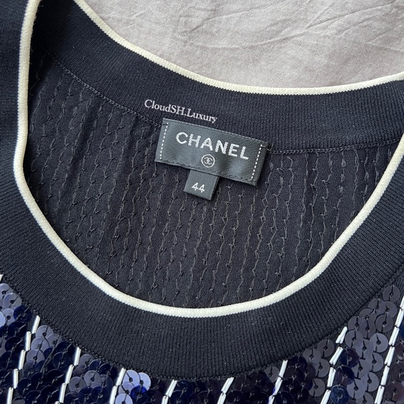 Auth Chanel 23s Sequin CC Logo Top P74612 - Size 44 - Picture 7 of 16